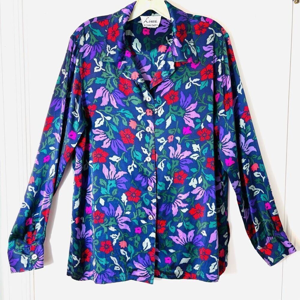 Línea by Louis Dell’Olio floral multi silk blouse estimated size L
